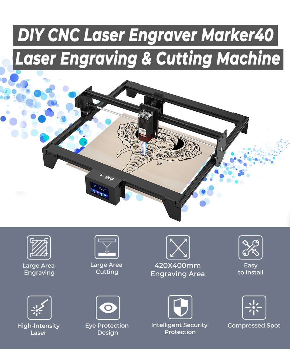 Tronxy Marker40 5.5W DIY Laser Graveur CNC Laser Gravure Machine De Découpe avec Zone De Gravure 420x400mm