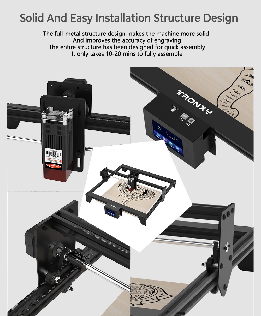 Tronxy Marker40 5.5W DIY Laser Graveur CNC Laser Gravure Machine De Découpe avec Zone De Gravure 420x400mm