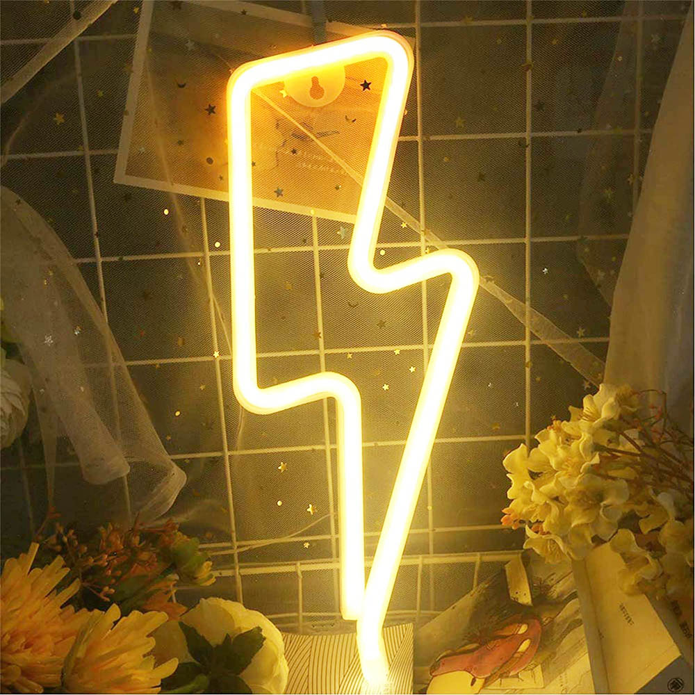 Venforze Lightning Neon Light USB or Battery Powered LED Lights up Signs for Bedroom Game Room Decoration