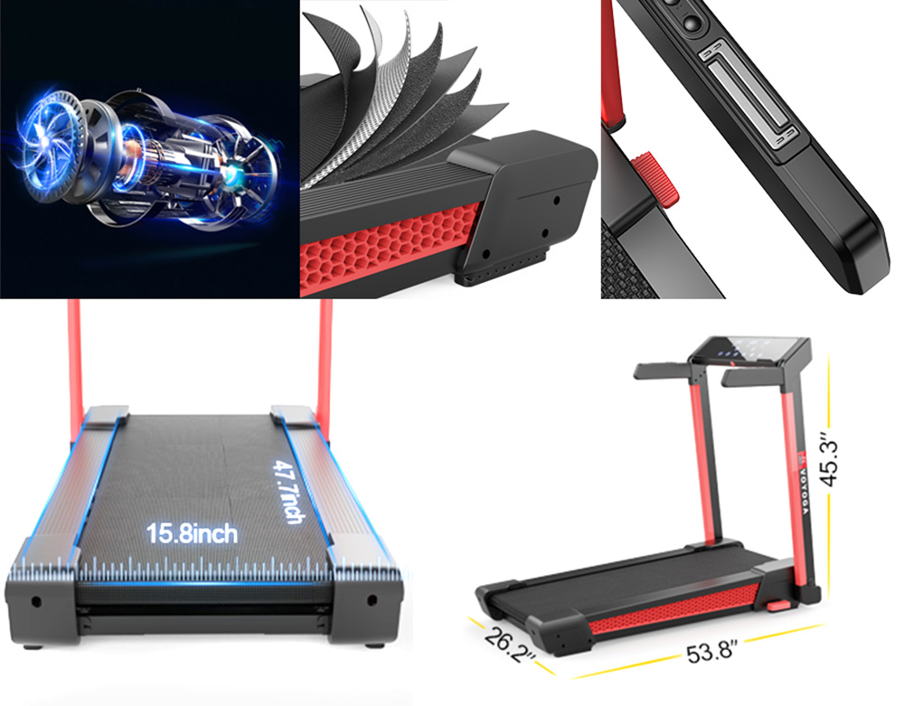 Voyoga Folding Treadmill, Installation-Free Treadmill Foldable with Magnetic Levitation Shock Absorption Bluetooth Speak