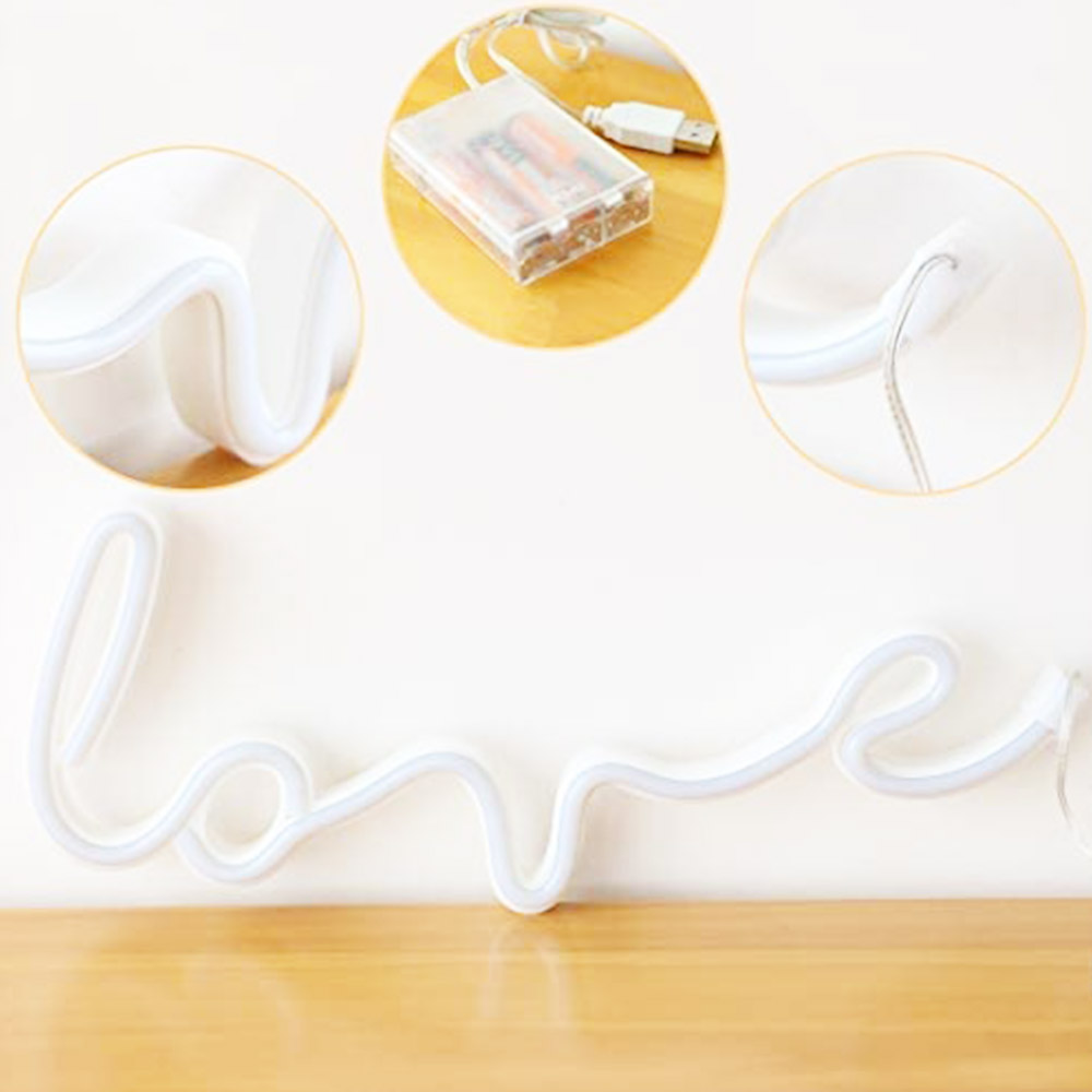 XIYUNTE Love Neon Light Signs Pink Love USB or Battery Operated LED for Wall Decor Bedroom Wedding Valentine