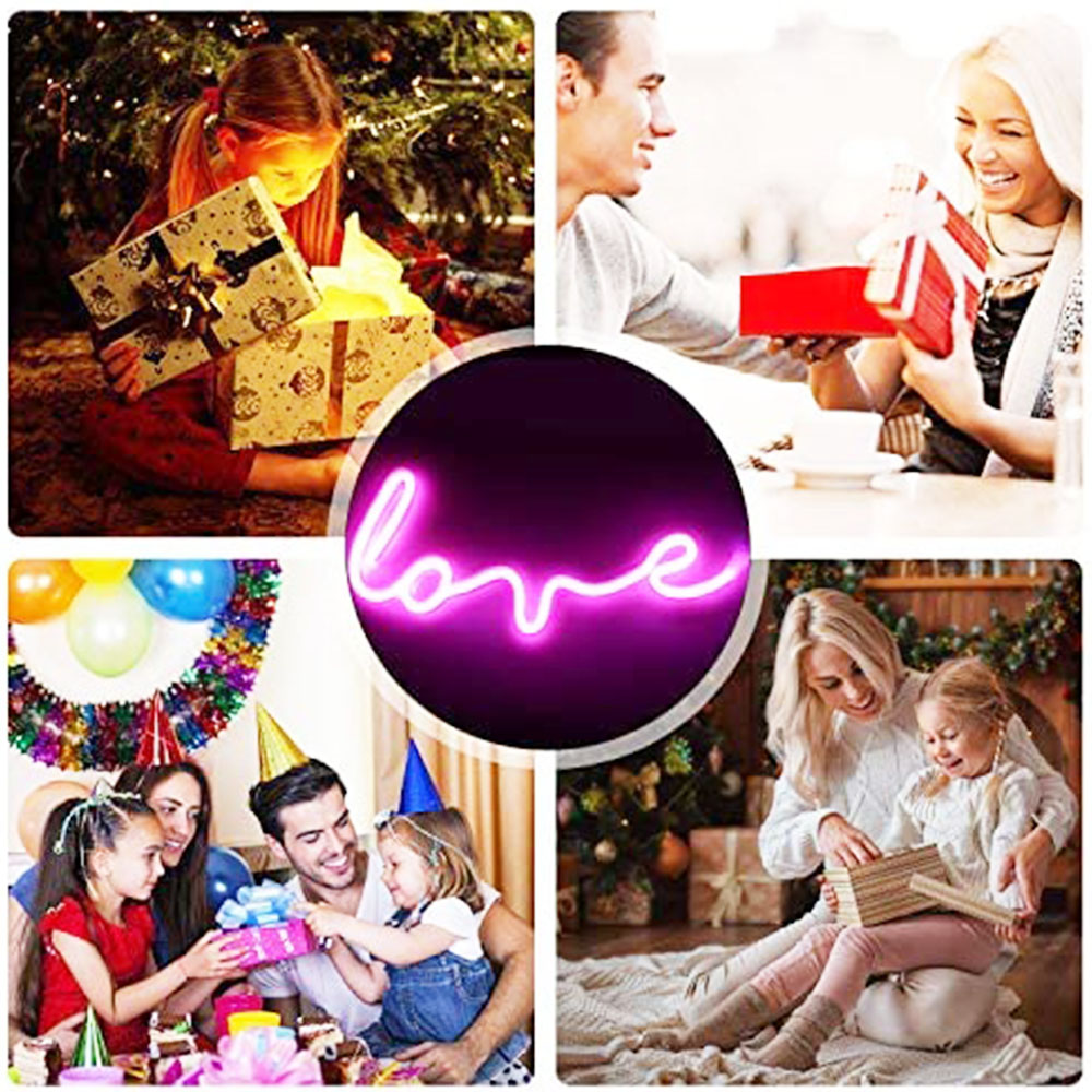 XIYUNTE Love Neon Light Signs Pink Love USB or Battery Operated LED for Wall Decor Bedroom Wedding Valentine
