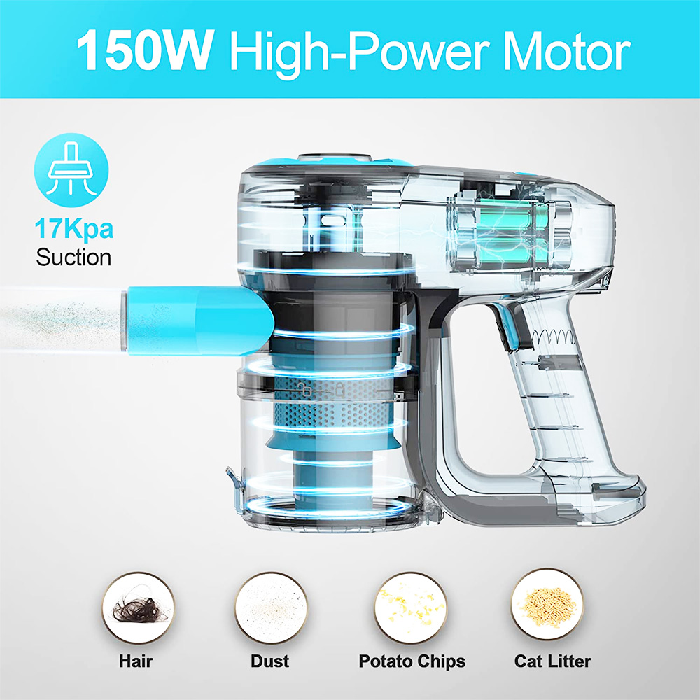 YOMA N3 Handheld Cordless Broom Vacuum Cleaner 17kPa Powerful Suction Power 6-in-1 Upright for Home Sofa Pets