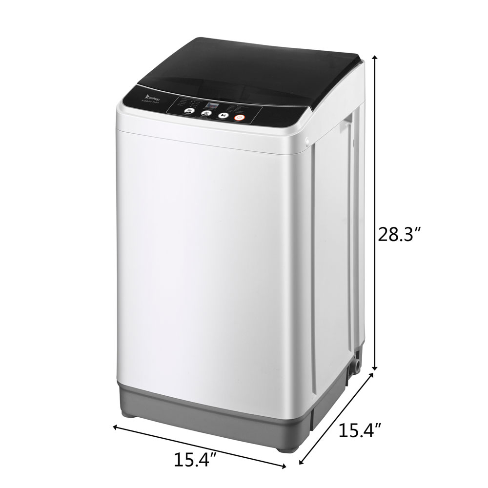 ZOKOP 110V Full-Automatic Washing Machine 10 Programs 8 Water Level Selections with LED Display 10 lbs Capacity - Gray