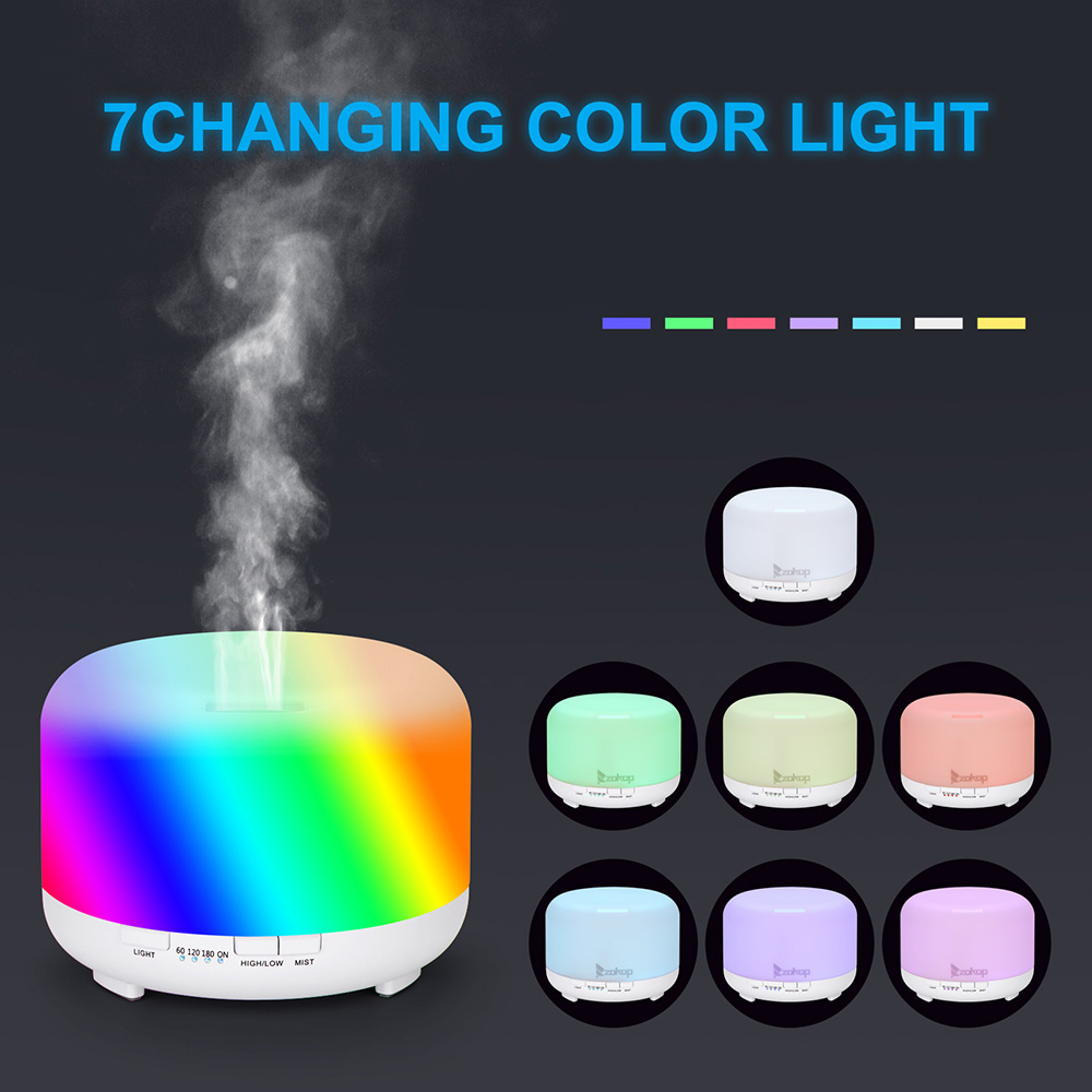 ZOKOP 2289YK 450ml Essential Oil Diffuser Cool Mist Humidifier Perfume Fragrance Vaporizer with 7 Colors Lights