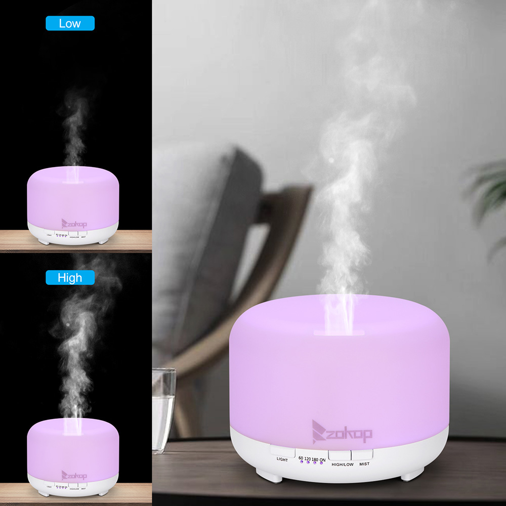 ZOKOP 2289YK 450ml Essential Oil Diffuser Cool Mist Humidifier Perfume Fragrance Vaporizer with 7 Colors Lights