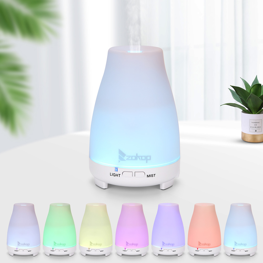 ZOKOP 2368YK 200ML Essential Oil Diffuser Cool Mist Humidifier Perfume Diffuser with 2 Misting Modes 7 Colors Mood Light