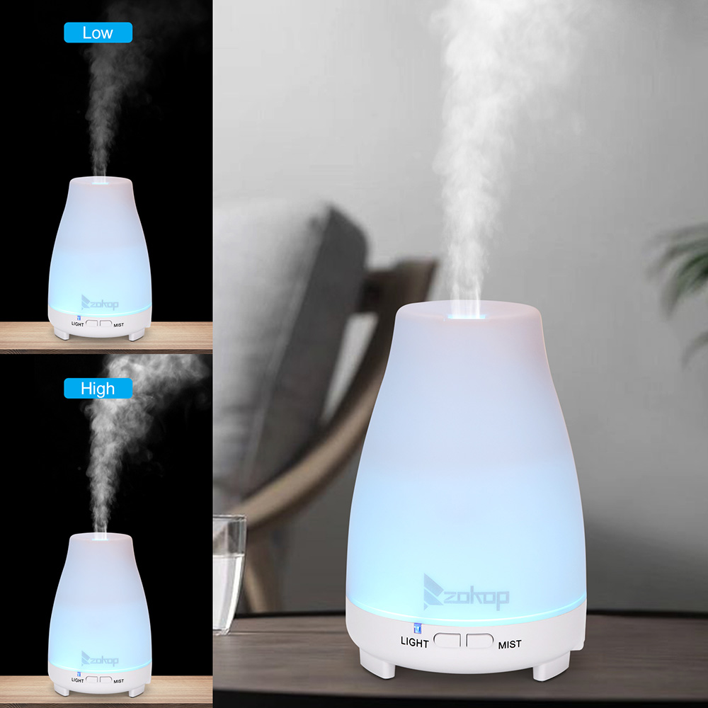ZOKOP 2368YK 200ML Essential Oil Diffuser Cool Mist Humidifier Perfume Diffuser with 2 Misting Modes 7 Colors Mood Light