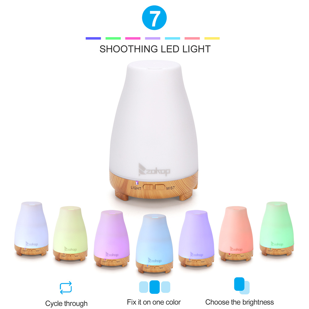 ZOKOP 2369YK 200ML Essential Oil Diffuser Cool Mist Humidifier Perfume Diffuser with White Remote Control