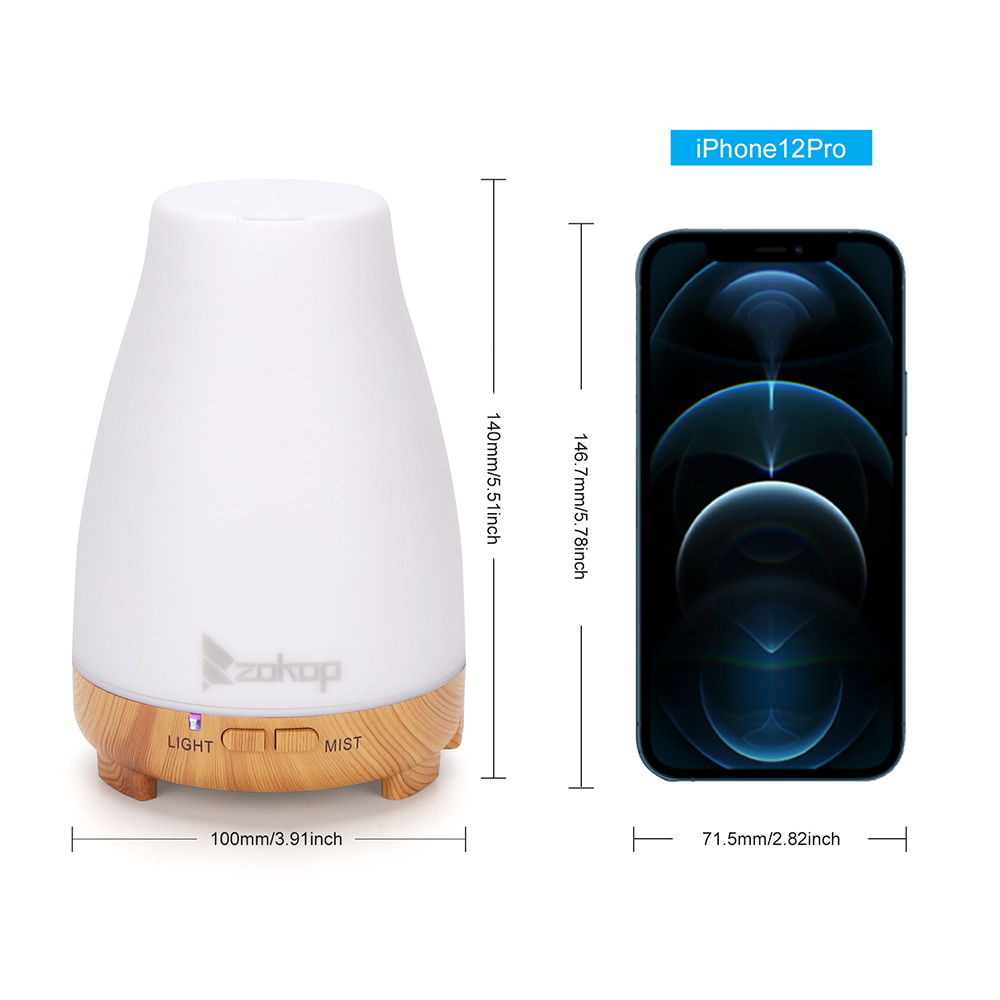 ZOKOP 2369YK 200ML Essential Oil Diffuser Cool Mist Humidifier Perfume Diffuser with White Remote Control