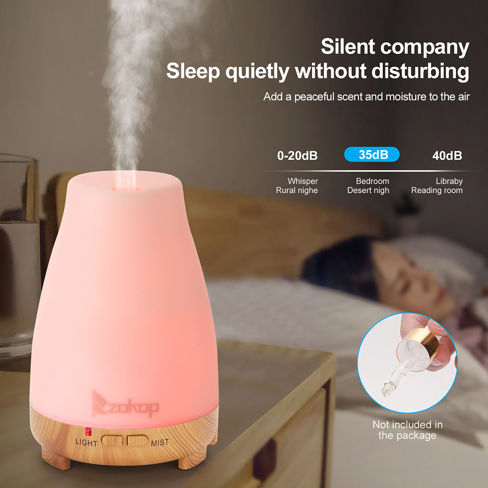 ZOKOP 2369YK 200ML Essential Oil Diffuser Cool Mist Humidifier Perfume Diffuser with White Remote Control