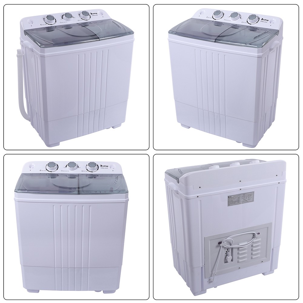 ZOKOP XPB45-ZK45 110V 400W Semi-Automatic Cover Washing Machine with 16.5lbs Capacity - Gray