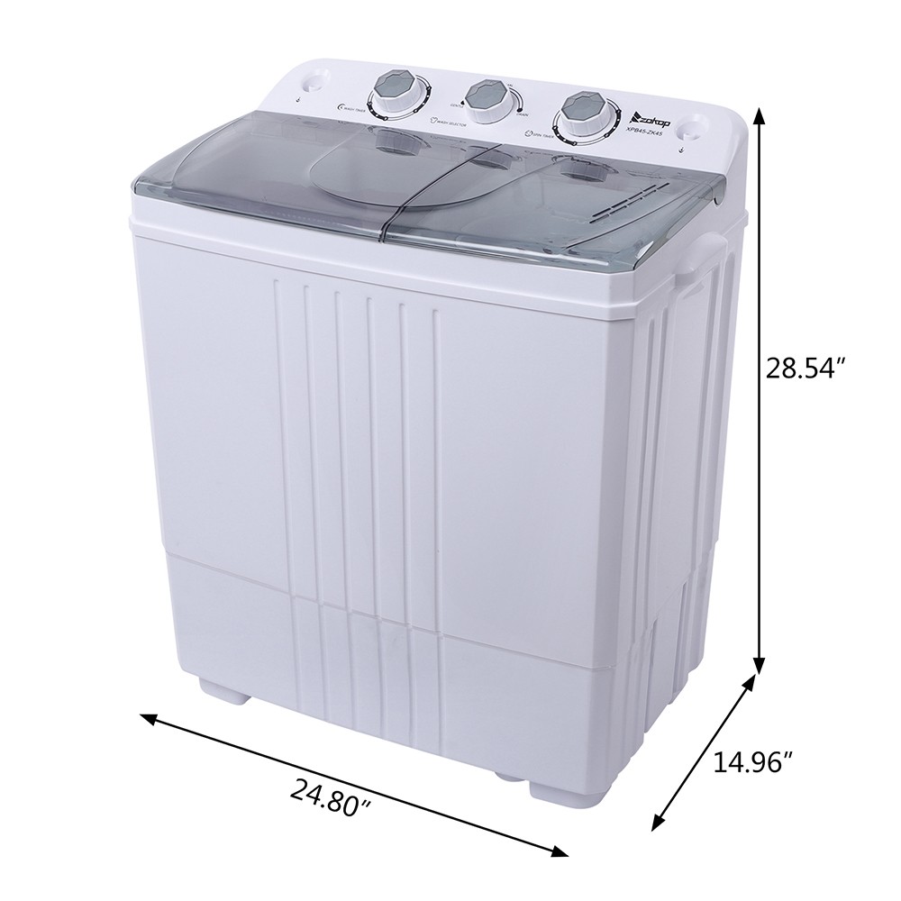 ZOKOP XPB45-ZK45 110V 400W Semi-Automatic Cover Washing Machine with 16.5lbs Capacity - Gray