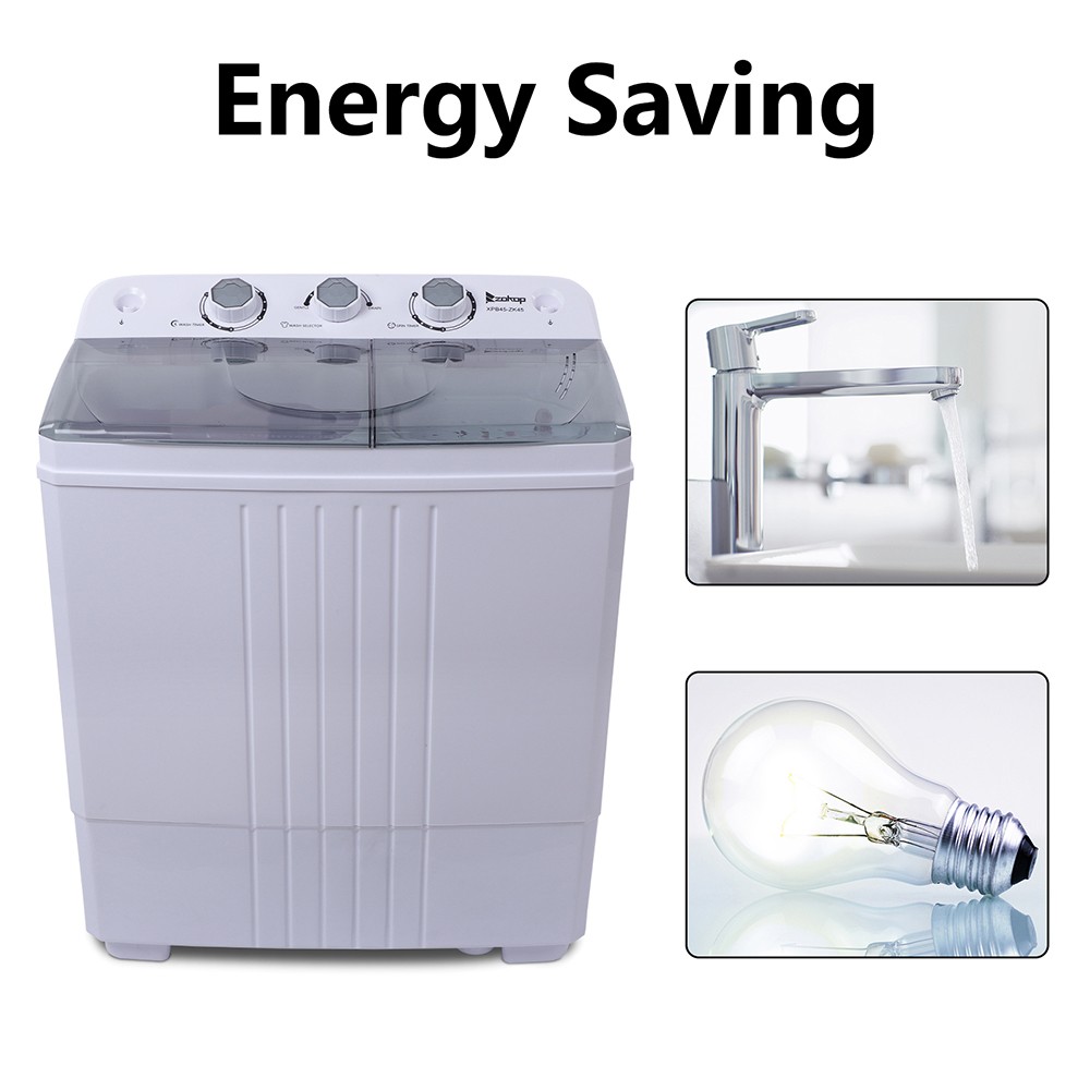 ZOKOP XPB45-ZK45 110V 400W Semi-Automatic Cover Washing Machine with 16.5lbs Capacity - Gray