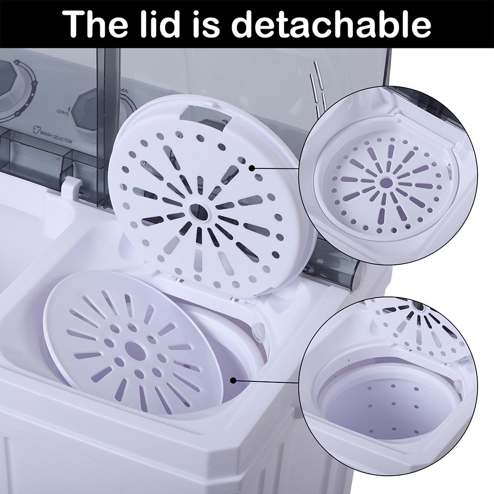 ZOKOP XPB45-ZK45 110V 400W Semi-Automatic Cover Washing Machine with 16.5lbs Capacity - Gray