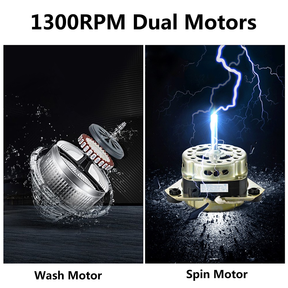 ZOKOP XPB45-ZK45 110V 400W Semi-Automatic Cover Washing Machine with 16.5lbs Capacity - Gray