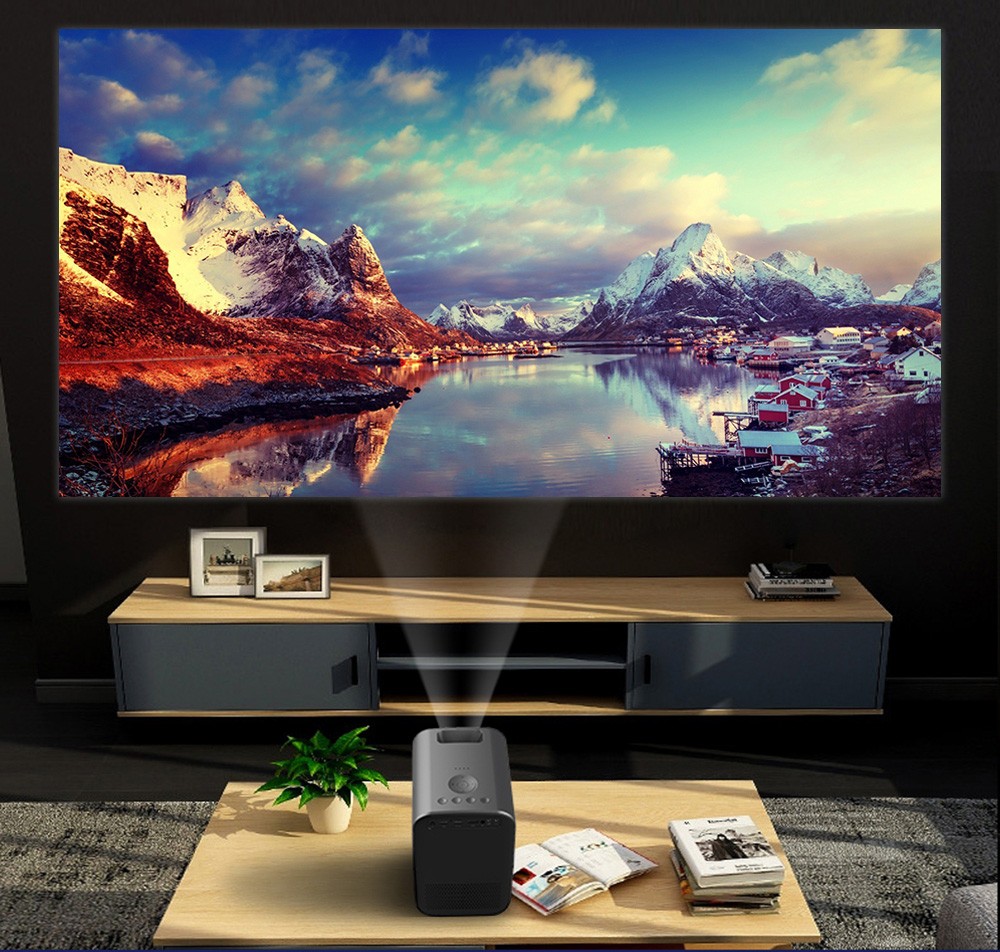 ZZV M6 LCD Projector Auto Focusing 600ANSI Lumens 1080P Native Resolution Android 9.0 2+16GB Suport 4K HDR Grey