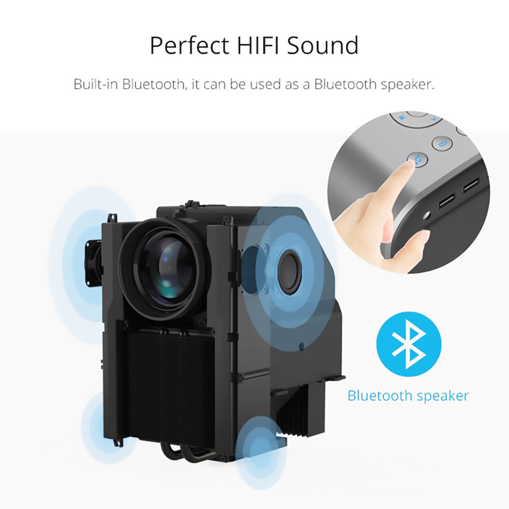 ZZV M6 LCD Projector Auto Focusing 600ANSI Lumens 1080P Native Resolution Android 9.0 2+16GB Suport 4K HDR Grey