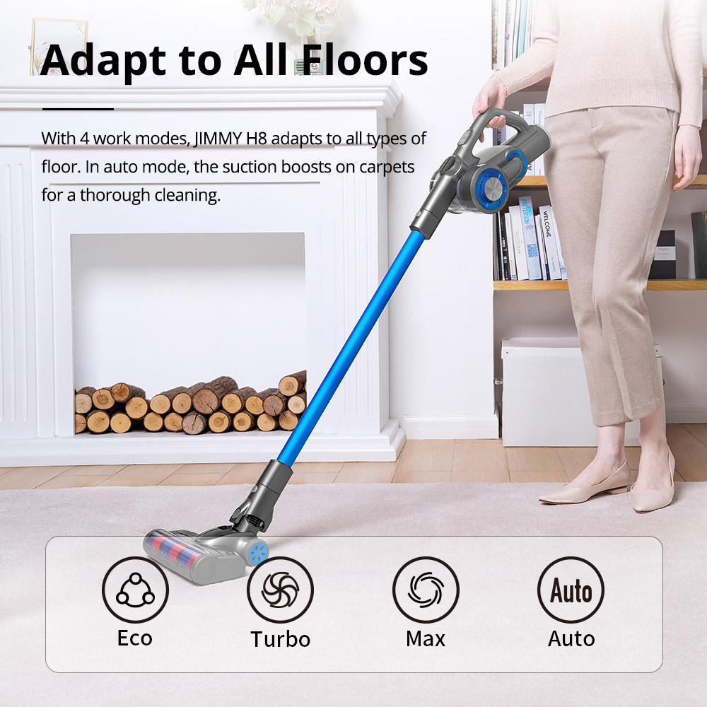 JIMMY H8 Lightweight Smart Handheld Cordless Vacuum Cleaner 160AW 25000Pa Powerful Suction, 500W Motor, 60 Minutes Run Time, Auto Power Adjust LED Display Removable Battery Pack Anti-winding Ultra-low Noise for cleaning floors, furniture by Xiaomi