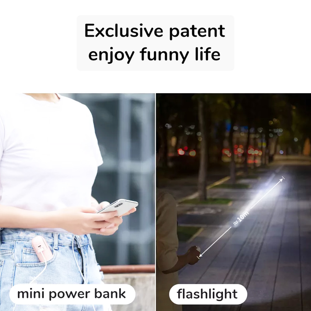 JISULIFE F8 Mini Fan Portable Fan 3 in 1 Multi-functional 2000mAh Bear USB Fan