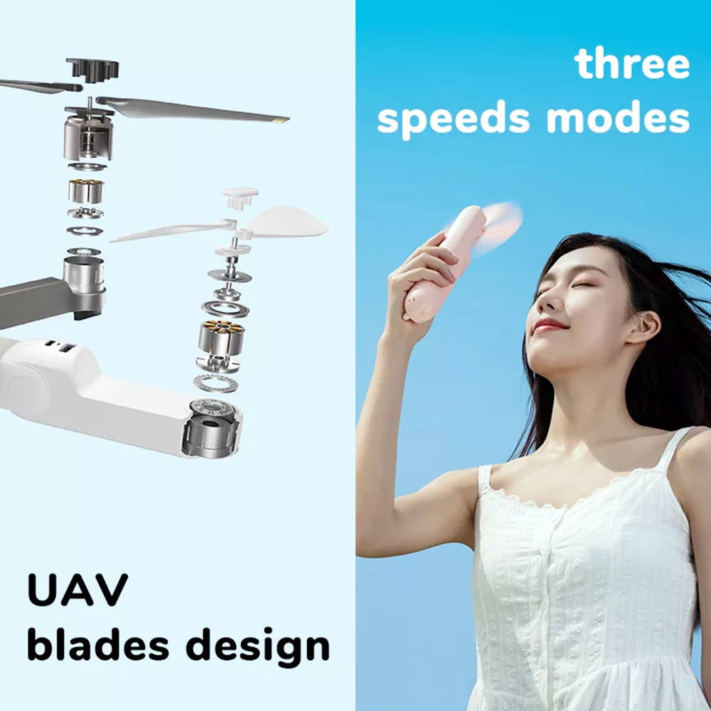 JISULIFE F8X Mini Fan Portable Fan 4800mAh Enduring Silent Foldable Usb Rechargeable Fan with Power Bank and Flashlight