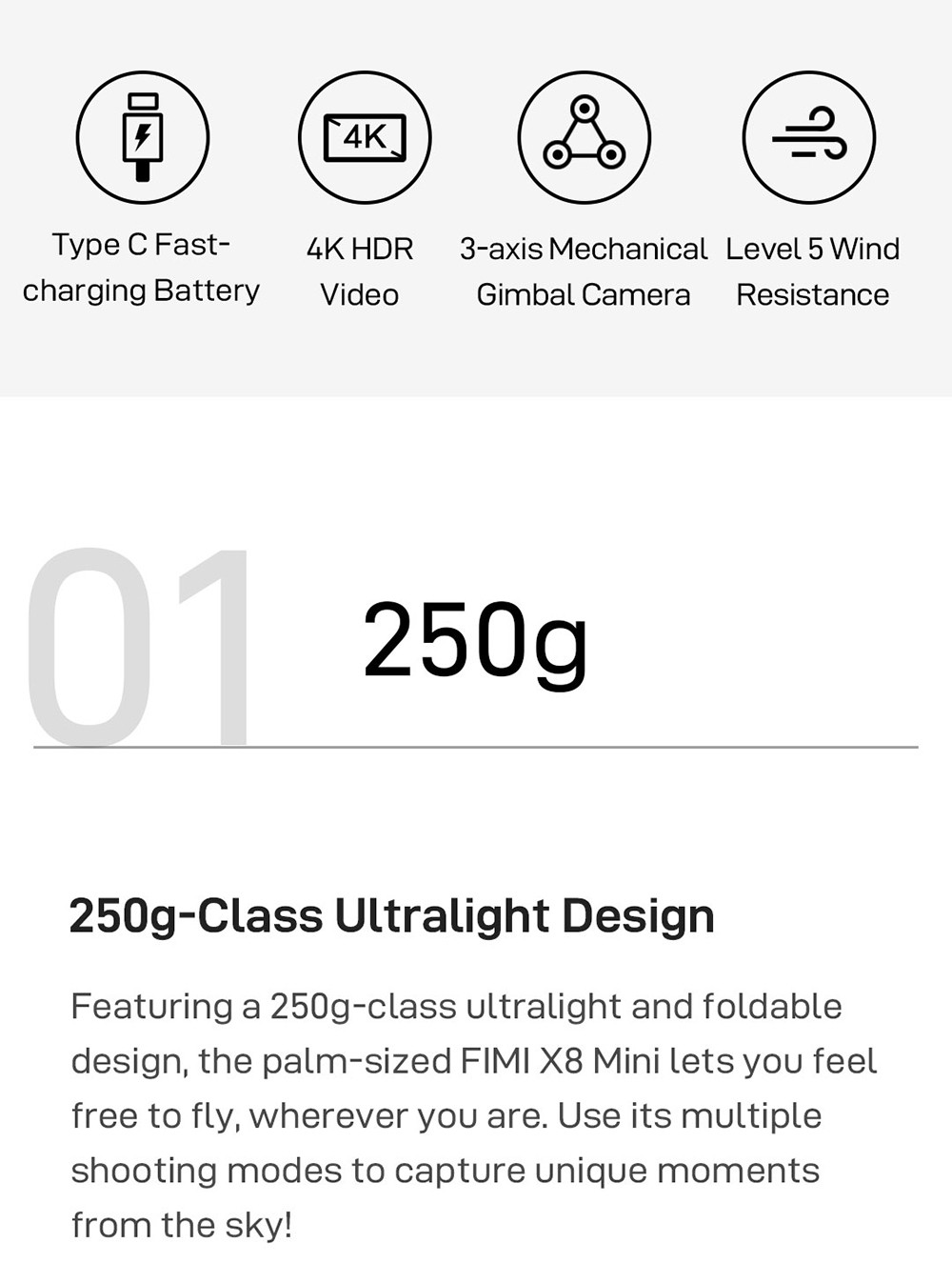 FIMI X8 Mini Pro 8KM GPS FPV RC Drone with 3-axis Mechanical Gimbal 4K Camera HDR 31mins Flight Time 245g Ultralight