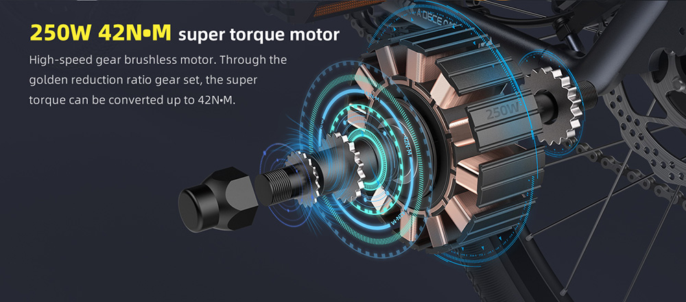 ADO D30 Electric Bicycle 250W Motor Max Speed 25km/h 36V 10.4AH 90km Max Range - Gray