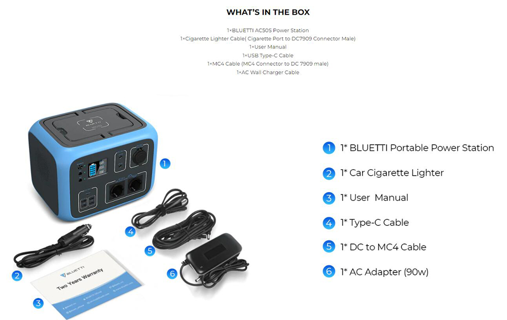 BLUETTI AC50S Power Station 500Wh/300W Solar Generator Wireless Charging Battery Backup for Outdoor Tailgating Camping - Orange