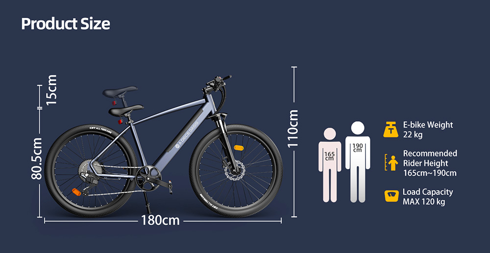 ADO D30 Electric Bicycle 250W Motor Max Speed 25km/h 36V 10.4AH 90km Max Range - Silver