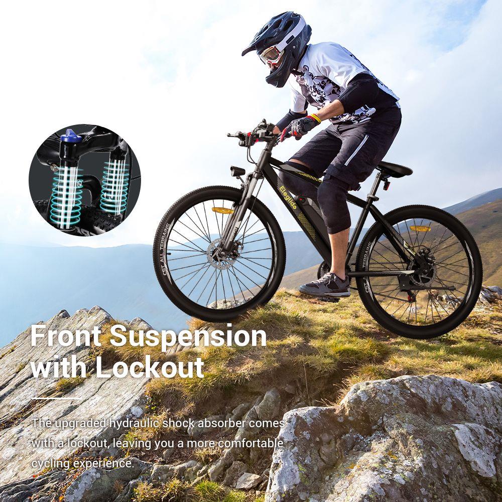 ELEGLIDE M1 PLUS Upgraded Version Electric Mountain Bike 27.5 inch 250W Brushless Motor SHIMANO 21 Speeds Shifter 36V 12.5Ah Battery 25km/h speed IPX4 Waterproof Electric-Assist up to 100km Max Range Aluminum alloy Frame Dual Disk Brake - Black