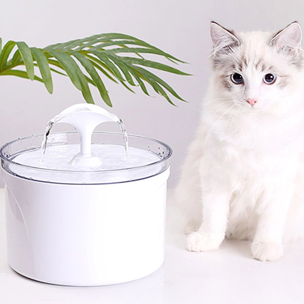 2.5L Pet Cat Water Fountain USB LED Light Automatic Circulation Activated Carbon Multi-filter Safe for Pet Drinking