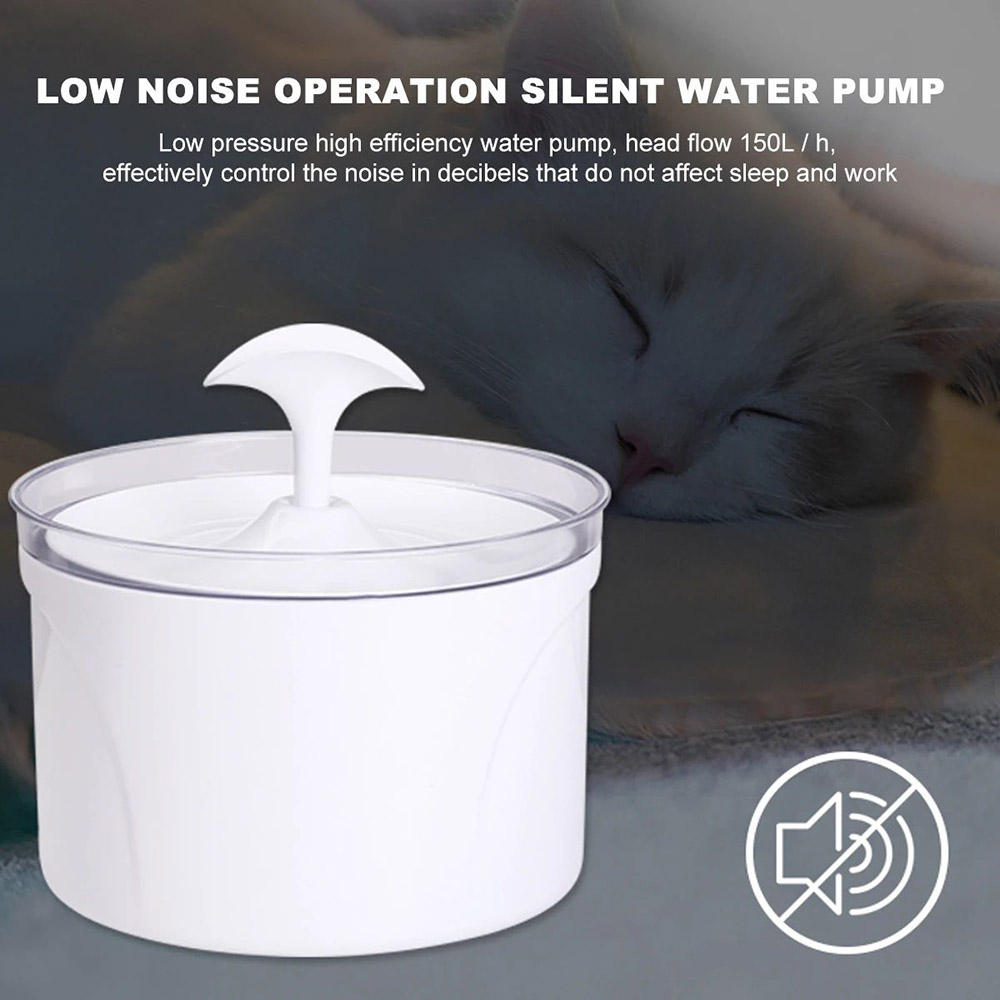 2.5L Pet Cat Water Fountain USB LED Light Automatic Circulation Activated Carbon Multi-filter Safe for Pet Drinking