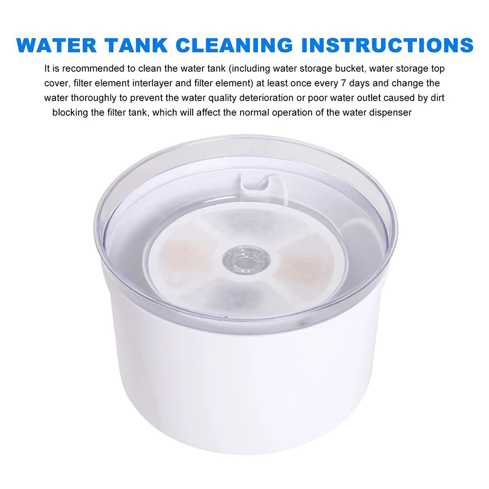 2.5L Pet Cat Water Fountain USB LED Light Automatic Circulation Activated Carbon Multi-filter Safe for Pet Drinking