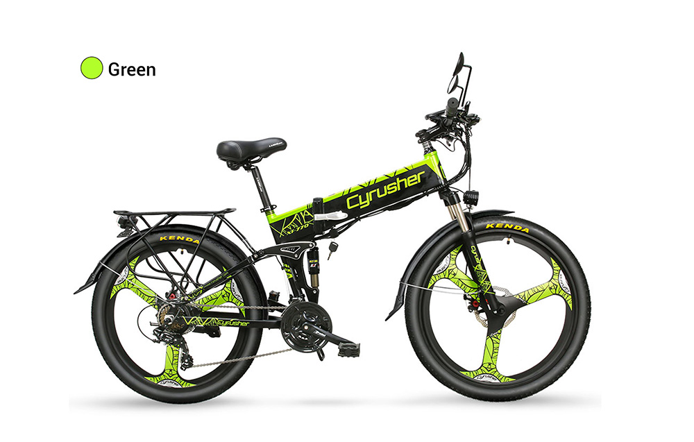 Cyrusher XF770 Folding Electric Bike 500W 48V 10 Ah Hidden Battery 7 Speed Mountain E-bike - Green 17 Cyrusher XF770 Folding Electric Bike 500W 48V 10 Ah Hidden Battery 7 Speed Mountain E-bike - Green