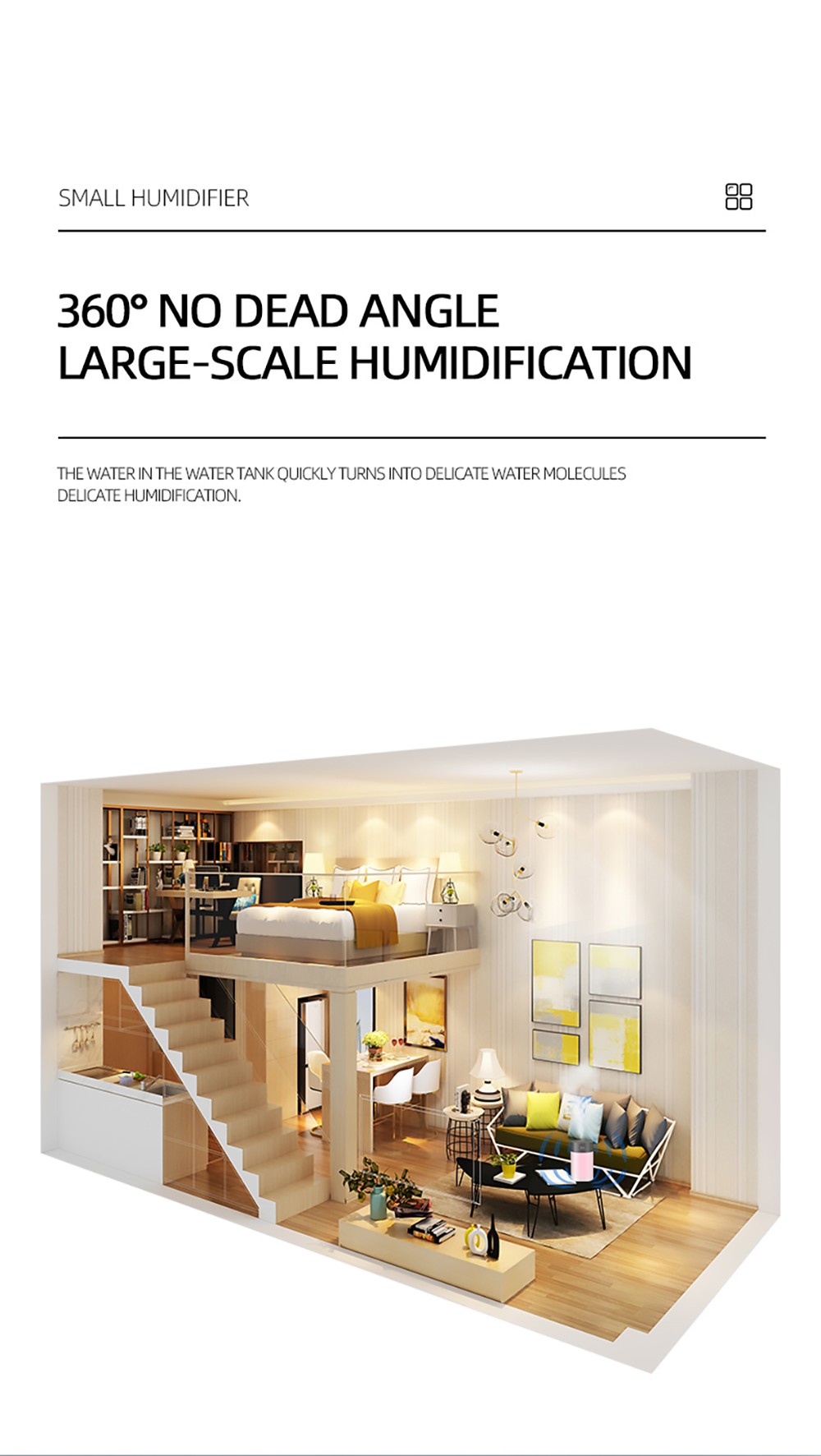 260ML Air Humidifier Ultrasonic Mini Aromatherapy Diffuser Portable Sprayer USB Essential Oil Atomizer LED Lamp - White