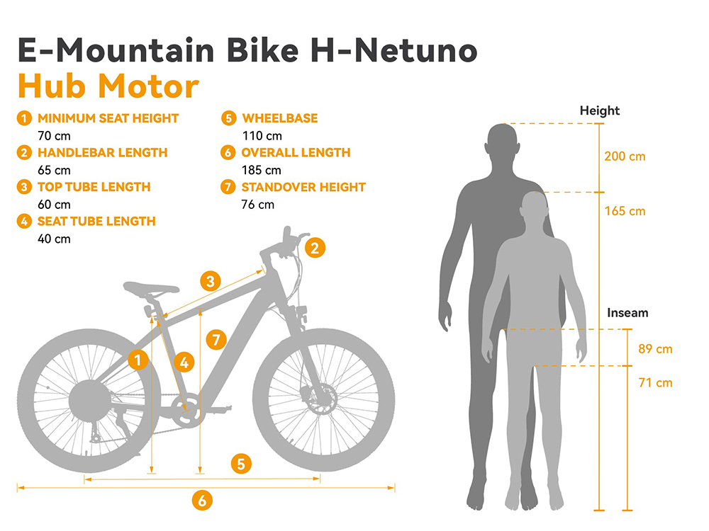 ESKUTE Netuno Electric Bicycle 250W Rear-hub Motor 14.5Ah Battery for 65 Miles Range Urban Bike