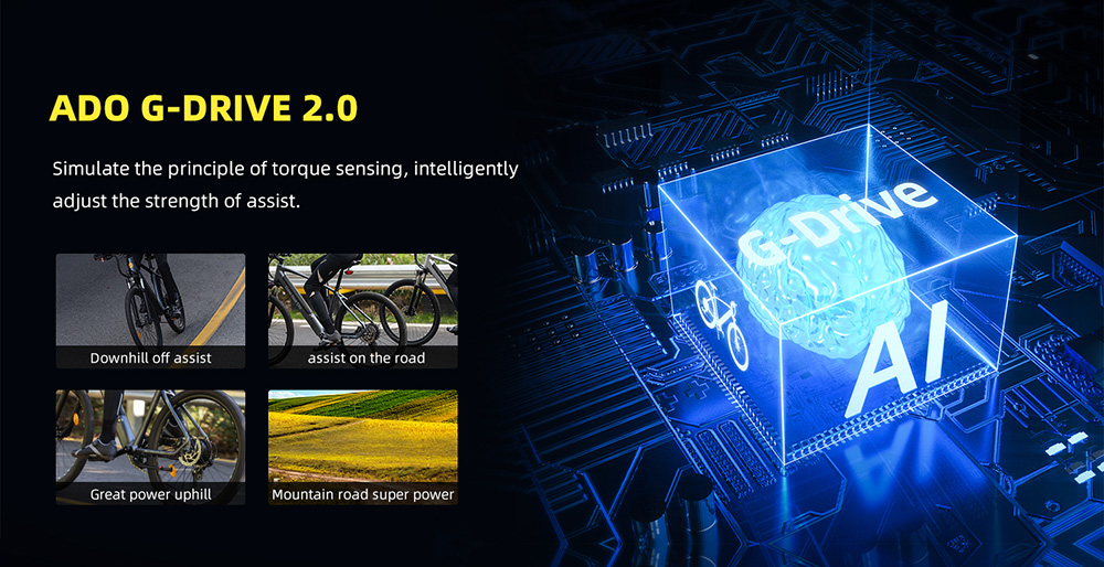 ADO D30C 36V 10.4Ah 250W 27.5in Electric Power Assist Bicycle 25km/h Max Speed 90km Mileage 9 Speed City Electric Bike Grey