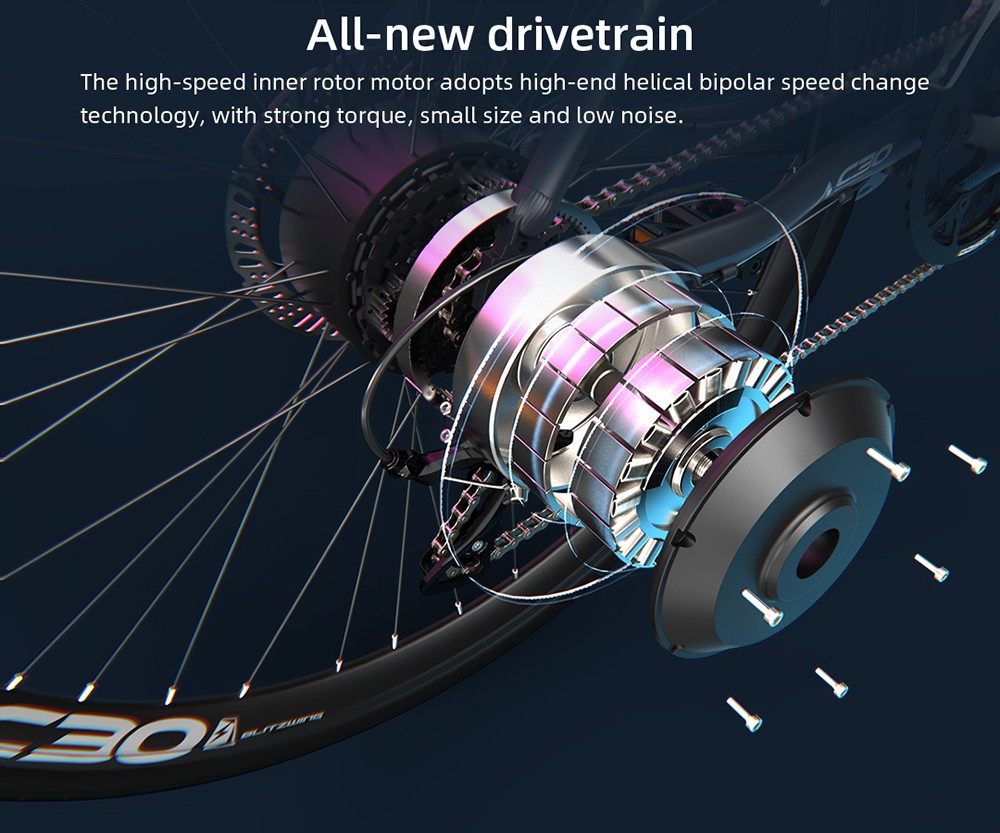 HIMO C30R MAX Electric Bicycle 250W Motor Max Speed Torque sensor 25km/h 36V 10AH 75km Max Range - Silver