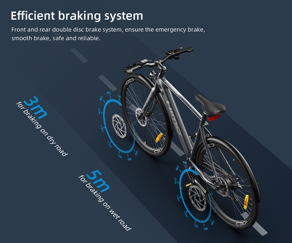 HIMO C30R MAX Electric Bicycle 250W Motor Max Speed Torque sensor 25km/h 36V 10AH 75km Max Range - Silver