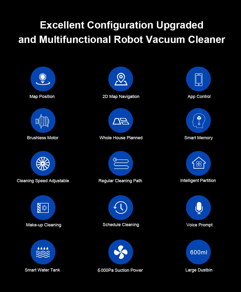 LIECTROUX C30B Robot Vacuum Cleaner 6000Pa Suction with AI Map Navigation Smart Partition WiFi App Electric Water Tank