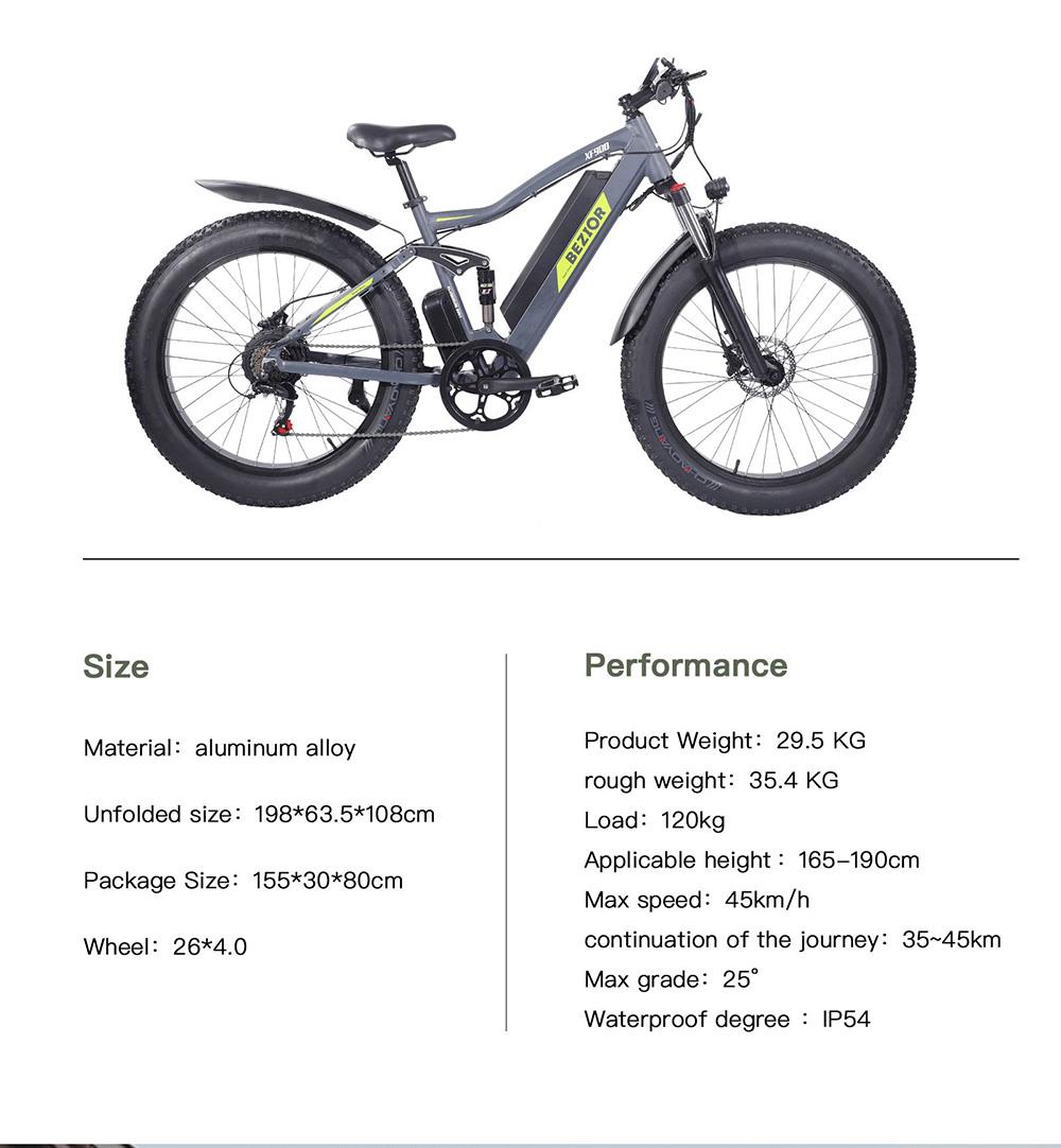 Bezior XF900 12.5Ah 48V 750W 26 Inch 45Km/h Electric Bike Max Load 120kg - Black 5 Bezior XF900 12.5Ah 48V 500W 26 Inch 45Km/h electric BIKE Max Load 120kg