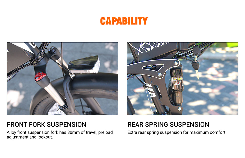 Cyrusher XF770 Folding Electric Bike 500W 48V 10 Ah Hidden Battery 7 Speed Mountain E-bike - Green 14 Cyrusher XF770 Folding Electric Bike 500W 48V 10 Ah Hidden Battery 7 Speed Mountain E-bike - Green