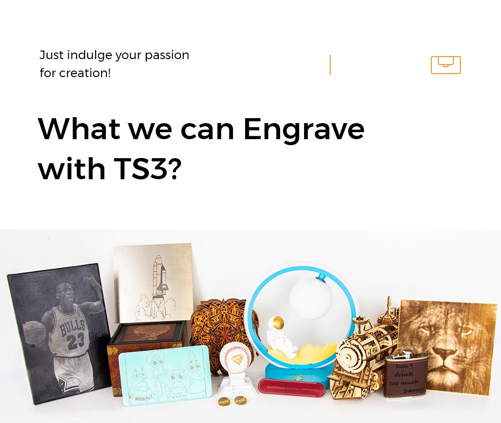 Two Trees TS3 10W Laser Engraver Cutter LD+FAC+C with Fume Filtration for Cylindrical Objects Cans 200x300mm Cut 8mm Plywood