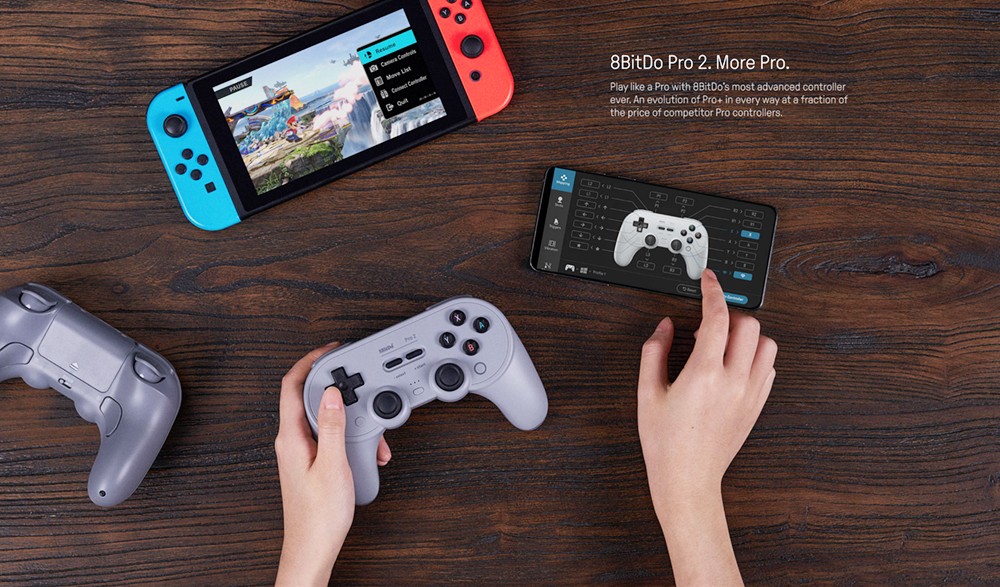 thumbnail image 2 of 8Bitdo Pro 2 Bluetooth Controller – For Switch, PC, MacOS, Android, Steam, Raspberry Pi – Ergonomic, Wireless, 1-Year Warranty 2 of 6