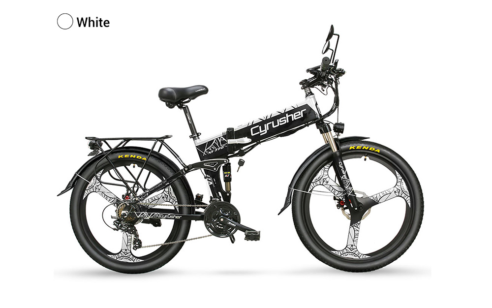 Cyrusher XF770 Folding Electric Bike 500W 48V 10 Ah Hidden Battery 7 Speed Mountain E-bike - Red
