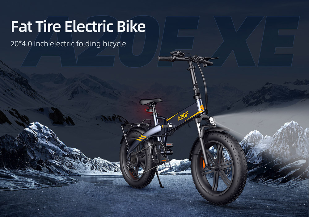 ADO A20F XE 250W Electric Bike Folding Frame 7-Speed Gears Removable 10.4 AH Lithium-Ion Battery E-bike - Black
