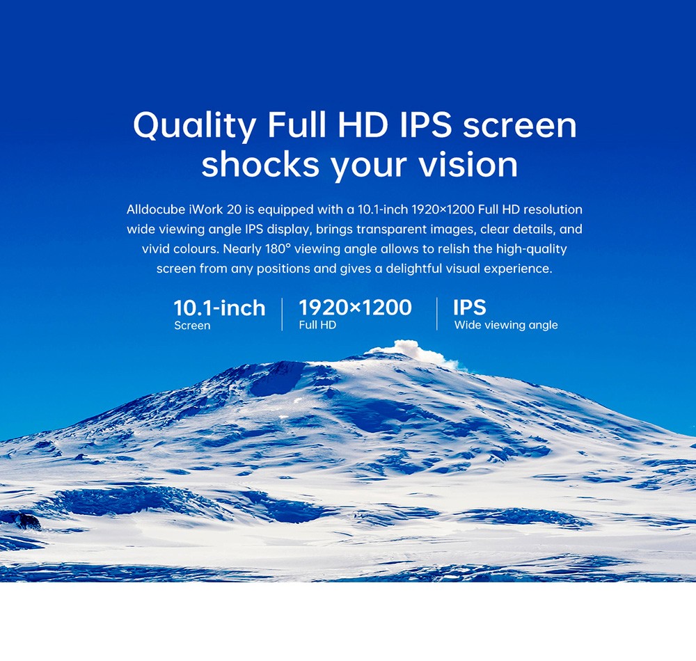 ALLDOCUBE iWork 20 PC Tablet 10.1'' IPS Screen 2C 2T Intel Celeron Processor 4GB RAM 128GB ROM Intel Support 4K Video without Keyboard