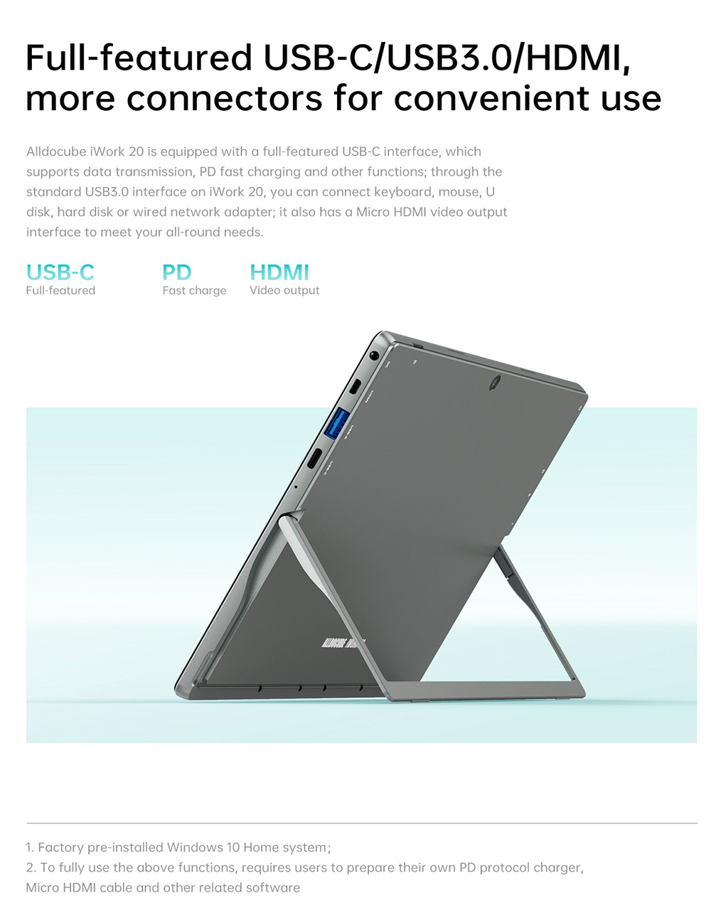 ALLDOCUBE iWork 20 PC Tablet 10.1'' IPS Screen 2C 2T Intel Celeron Processor 4GB RAM 128GB ROM Intel Support 4K Video without Keyboard