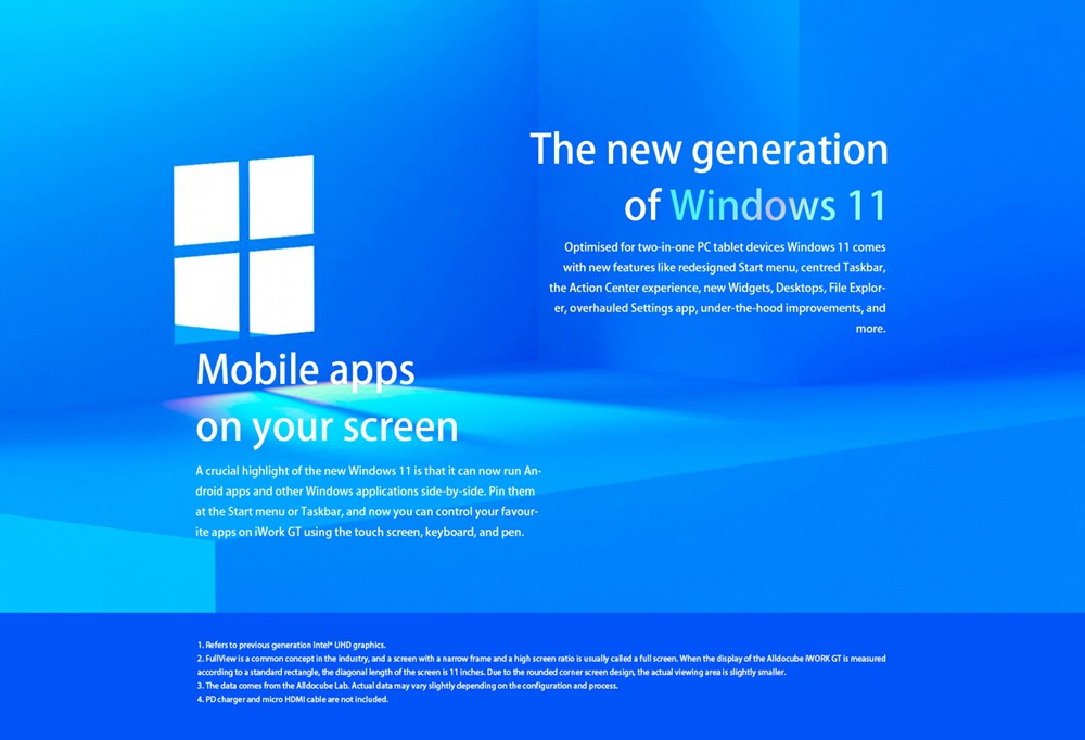 ALLDOCUBE iWork GT 2 in 1 Tablet Windows 11 i5-1135G7 CPU 16GB LPDDR4x 512GB PCIE SSD, 11'' Laptop Keyboard Not Included