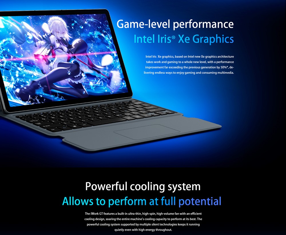 ALLDOCUBE iWork GT 2 in 1 Tablet Windows 11 i5-1135G7 CPU 16GB LPDDR4x 512GB PCIE SSD, 11'' Laptop Keyboard Not Included